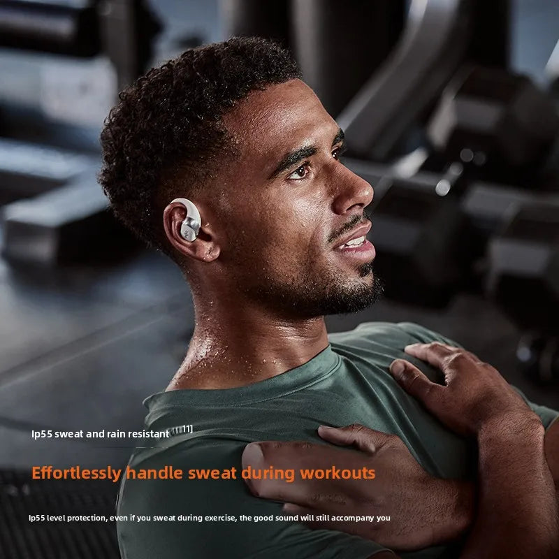 Black Smart Bluetooth Open-Ear Earbuds with AI Noise Reduction