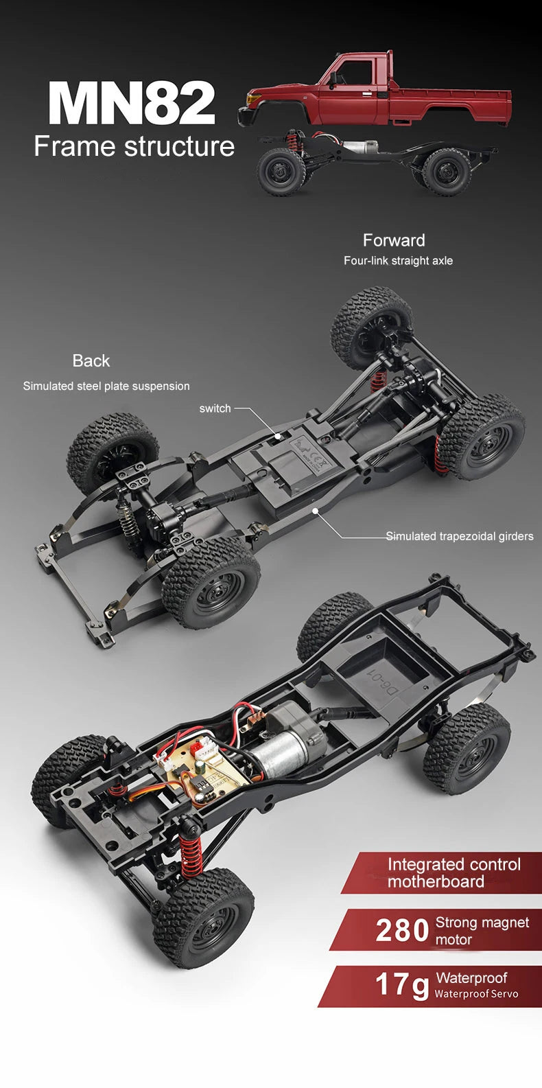 4WD Remote Control Pickup Truck 1:12 Scale with LEDs