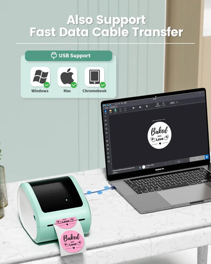 Portable Wireless Thermal Label Printer Bluetooth Shipping Labels