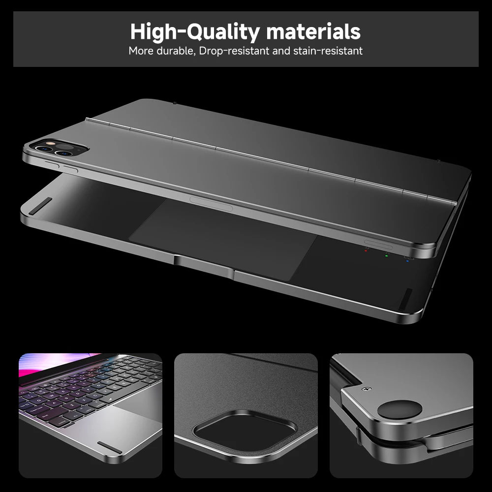 Smart Backlit Keyboard Case for iPad Air 6 11 Silver