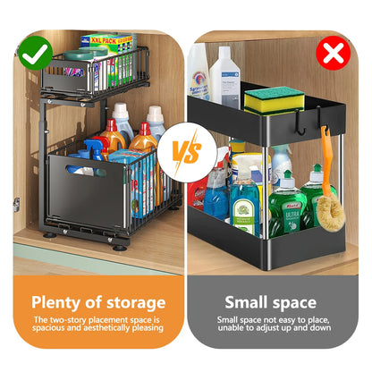 Adjustable Under Sink Storage Rack 2 Pack