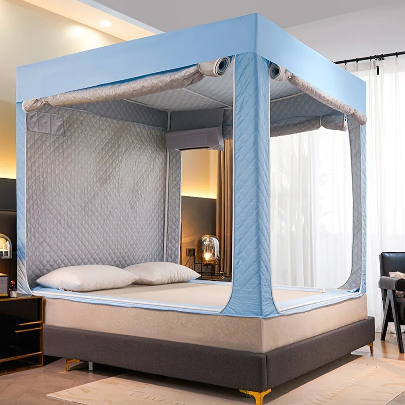 Portable Quilted Bed Tent 90x190 Blue Warm Frame