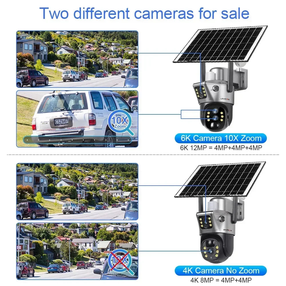 12MP 6K Solar PTZ Security Camera 10X Zoom