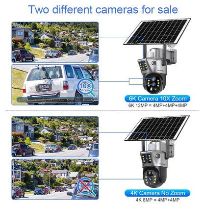 12MP 6K Solar PTZ Security Camera 10X Zoom