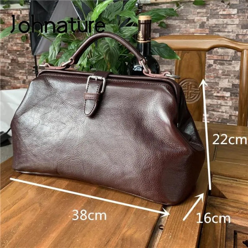 Handmade Cow Leather Shoulder Bag Black Color