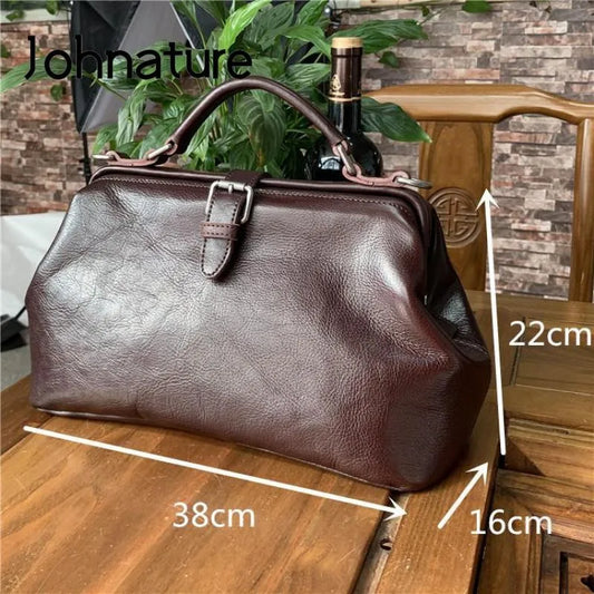 Handmade Cow Leather Shoulder Bag Black Color