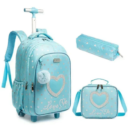 Kids Trolley School Bag with Wheels and Lunch Box