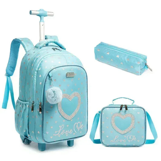 Kids Trolley School Bag with Wheels and Lunch Box