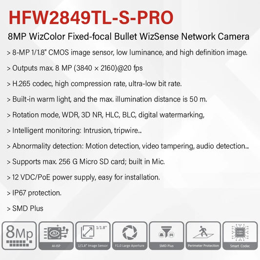 PoE 8MP Security Camera 3.6mm Outdoor Smart Monitoring