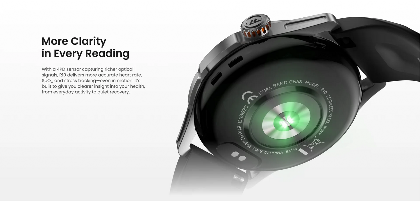 Fitness Smartwatch Black Waterproof 5ATM GPS Tracker
