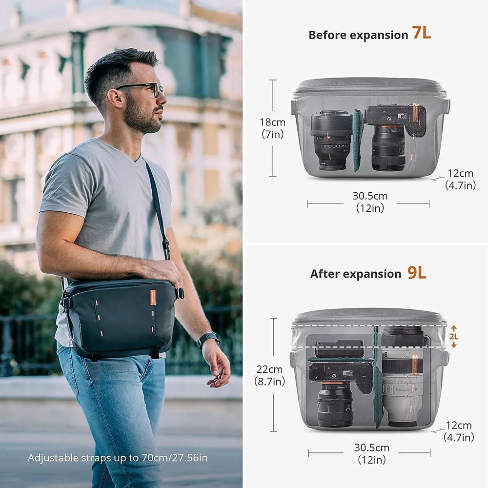 11L Camera Sling Bag Waterproof Crossbody for DSLR Black