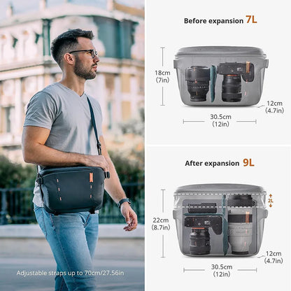 11L Camera Sling Bag Waterproof Crossbody for DSLR Black