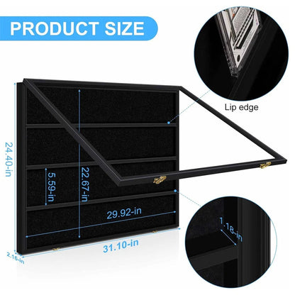 Black Large Sports Card Display Case UV Acrylic Front