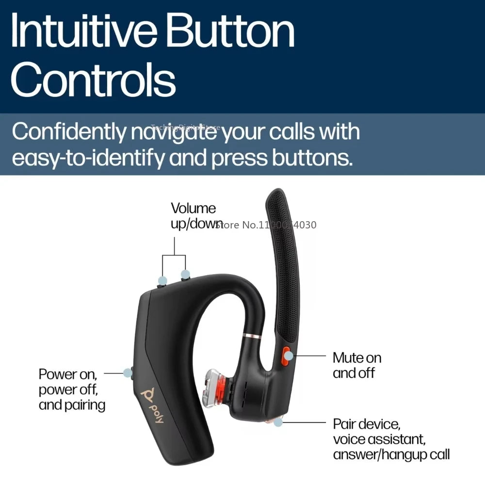 Wireless Bluetooth Headset 4Mic AI Noise Reduction Hands-Free
