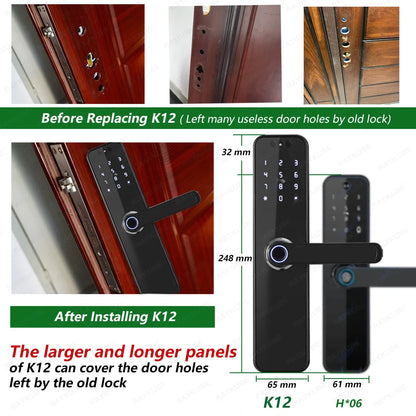22x200 WiFi Door Lock with Screen & Rechargeable Battery