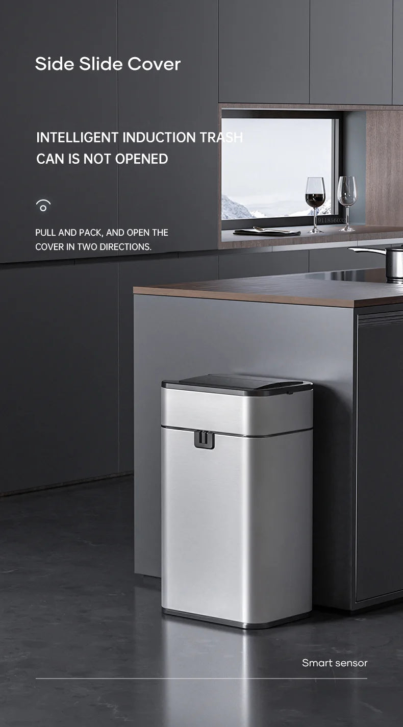 Silver 15L Automatic Touchless Rubbish Bin for Kitchen