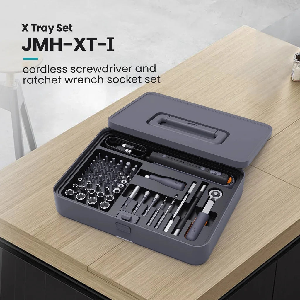 65 in 1 Cordless Electric Screwdriver Set with Tool Tray