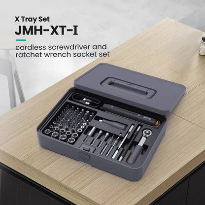 65 in 1 Cordless Electric Screwdriver Set with Tool Tray