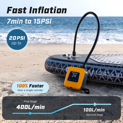 Portable Electric SUP Air Pump 20PSI Max Rechargeable 2600mAh