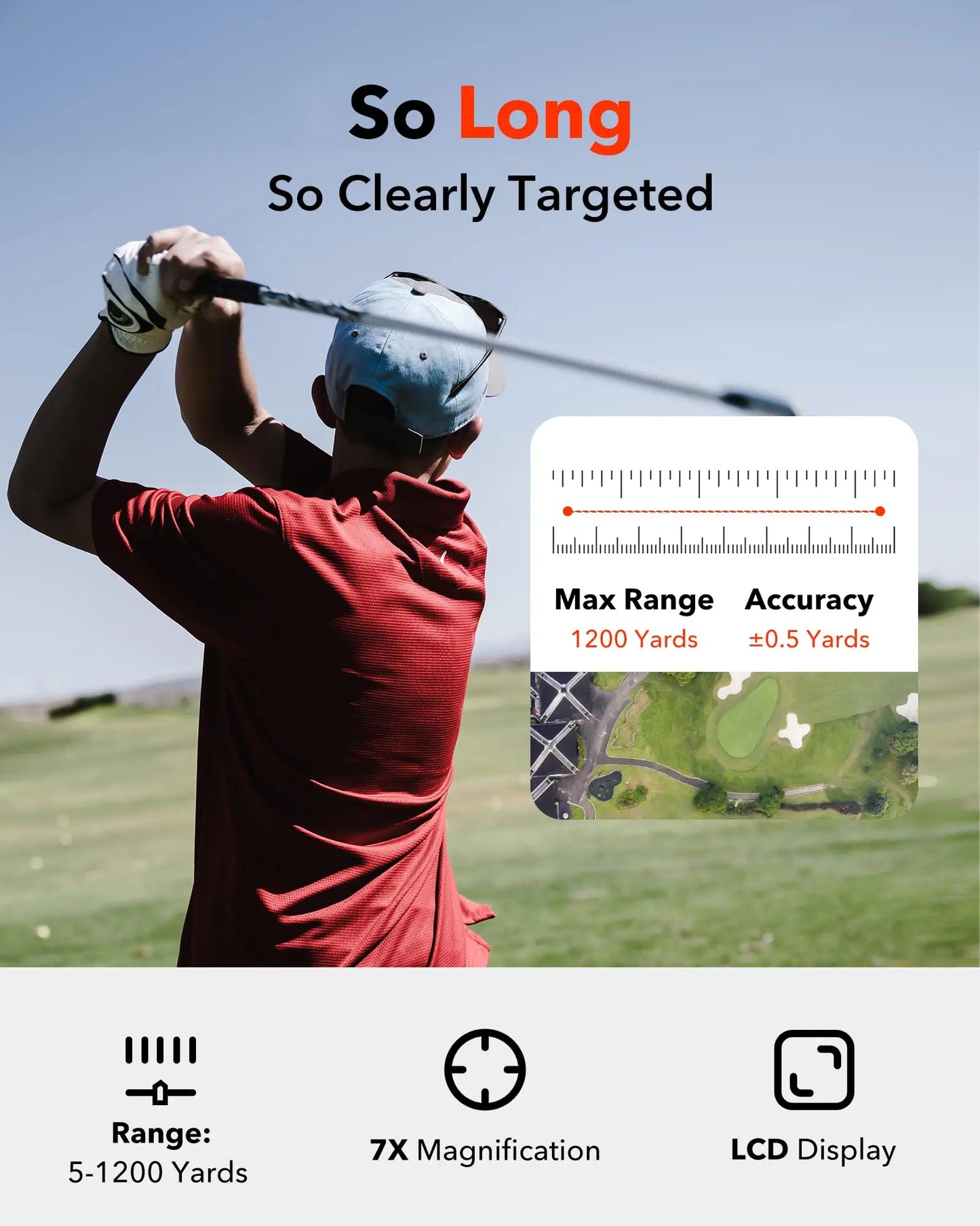 7X Golf Rangefinder with Slope 1200 Yard Rechargeable