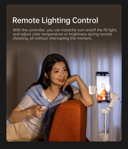 White Smartphone Gimbal with AI Tracking & Fill Light