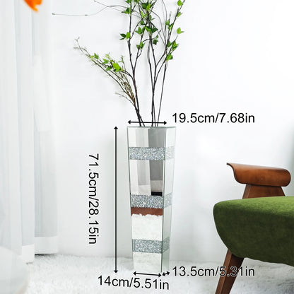 Short Crushed Diamond Glass Floor Vase