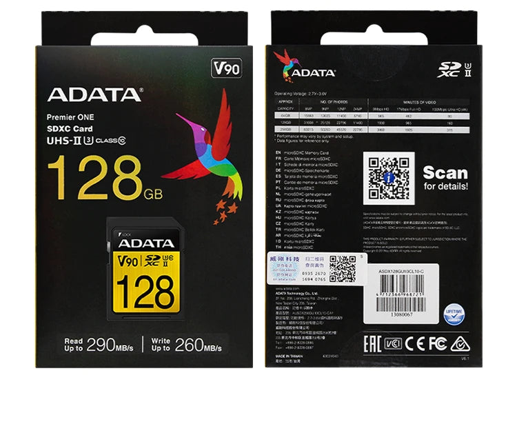 ADATA 128GB SDXC V90 High Speed Card for 4K