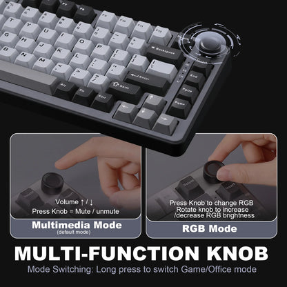 Compact Wireless Keyboard RGB Knob Smooth Switch Dark Grey