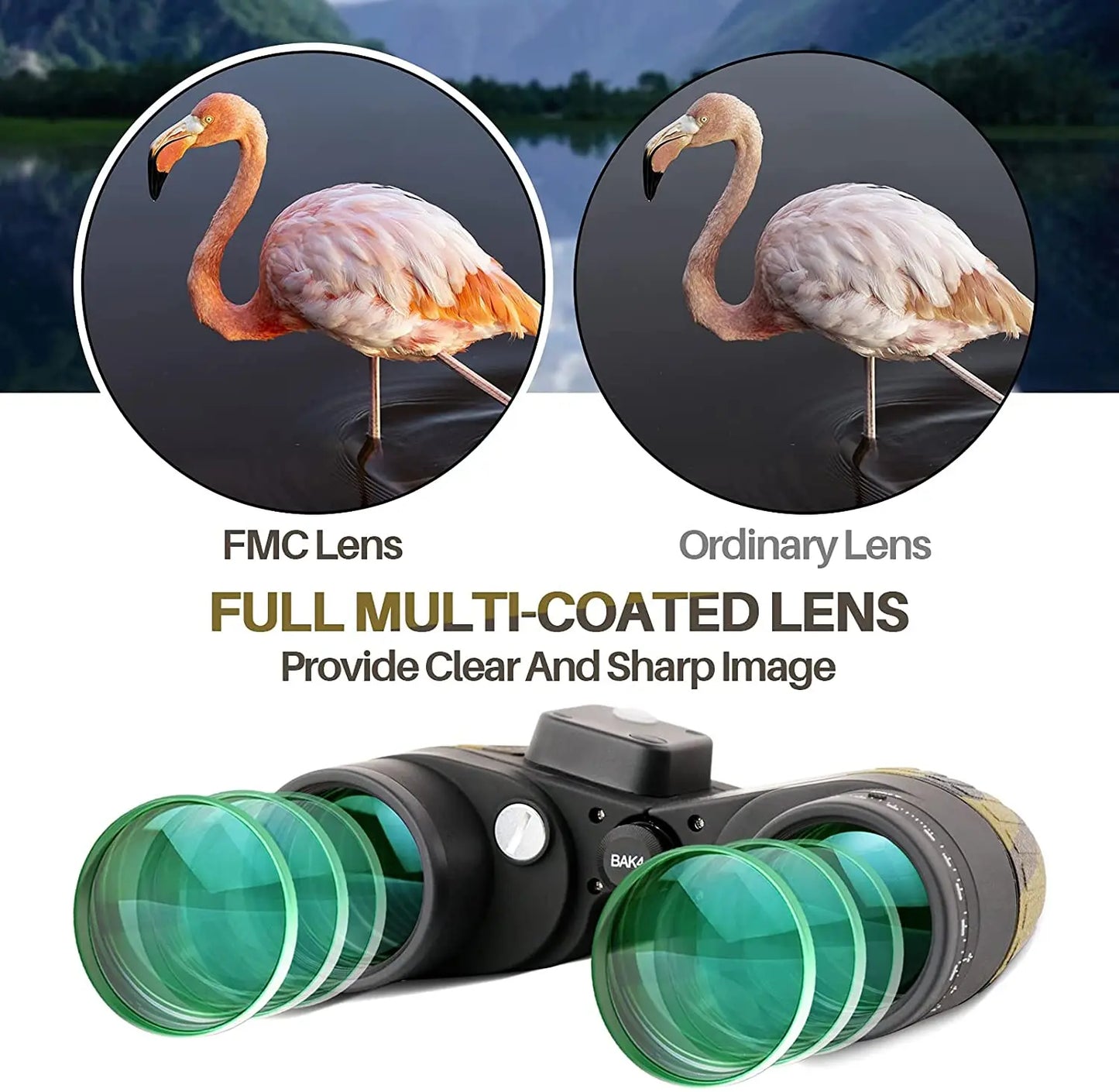 10x50 Waterproof Binoculars with Built-In Compass