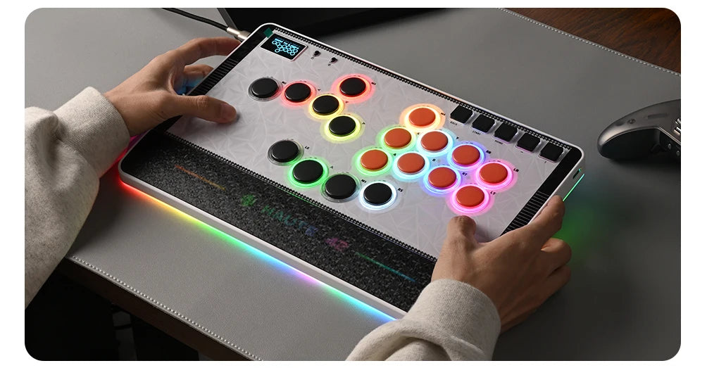 White All-Button Hitbox Fight Stick for PC PS4 PS5