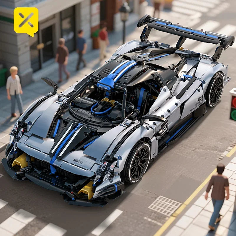 Silver Blue Technic Sports Car Construction Kit 3526 Pieces