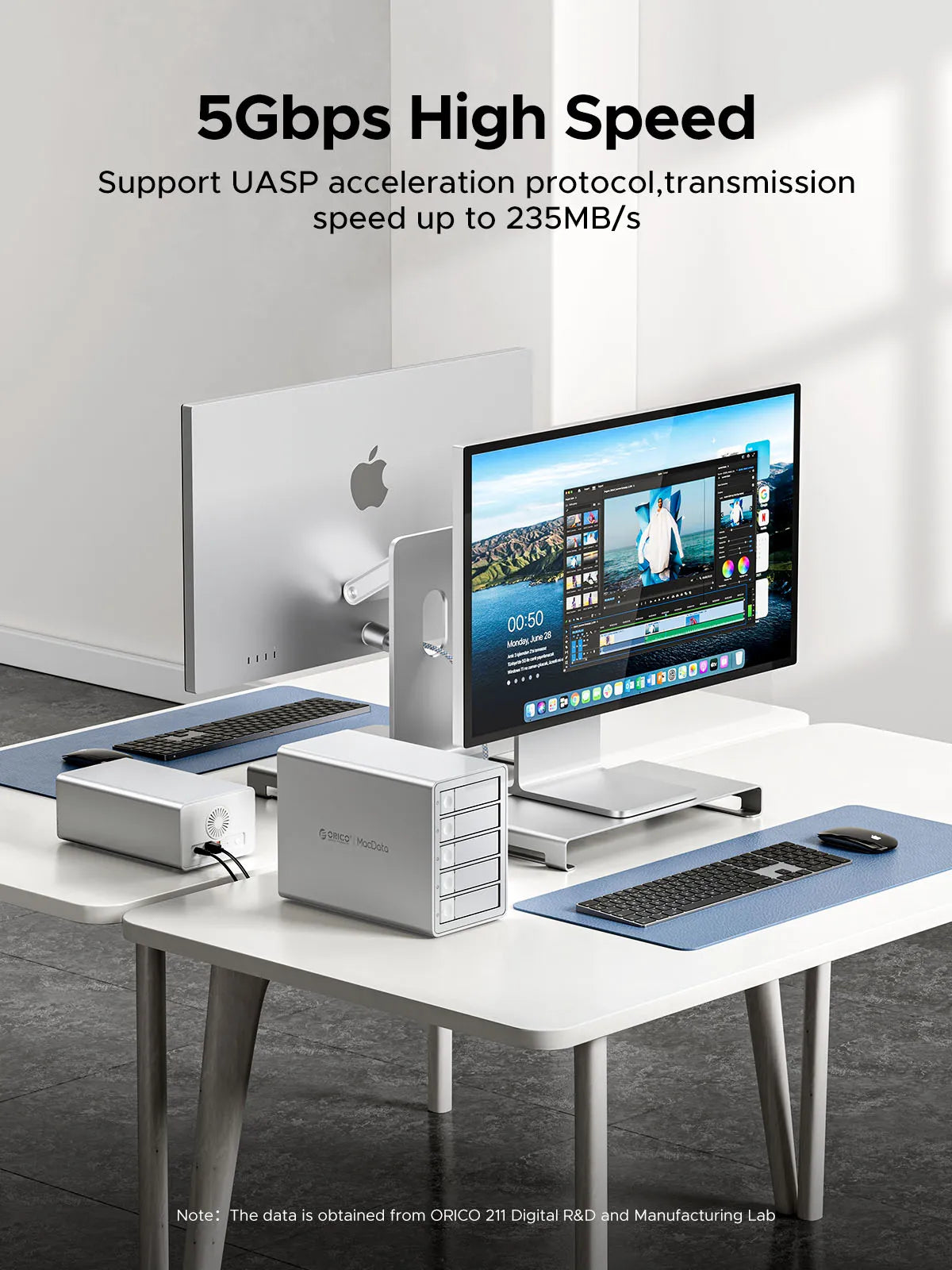 5-Bay USB-C HDD Docking Station 10Gbps RAID 150W