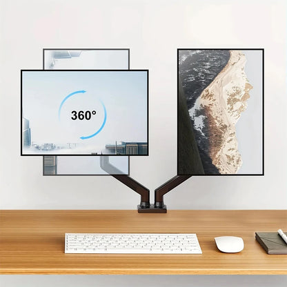 Black Dual Monitor Desk Mount Arm Adjustable to 32 Inches