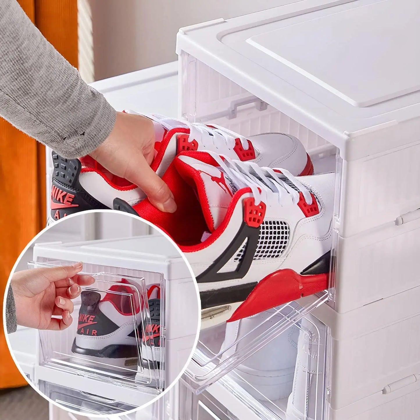 Foldable 6-Layer Shoe Cabinet with Transparent Front Panel