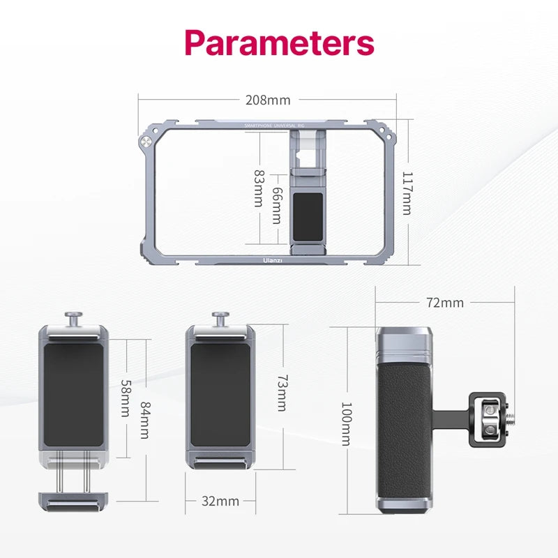 Universal Smartphone Video Rig Cage with Handgrip