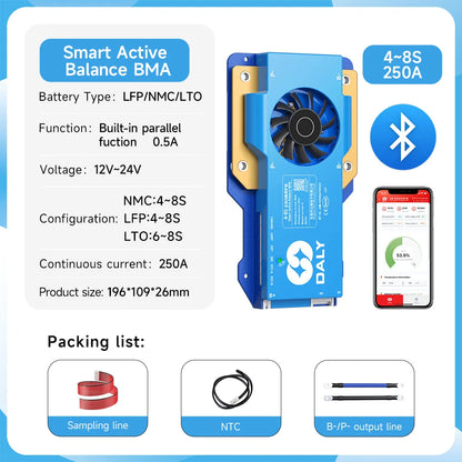 Smart 4-8S 250A Bluetooth BMS for Lithium Batteries