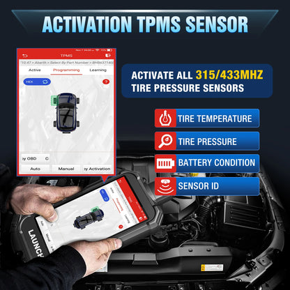 TPMS Sensor Programming Tool 315/433MHz Tire Pressure Scanner