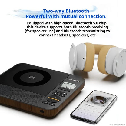 Retro Bluetooth CD Player with USB and TF Support