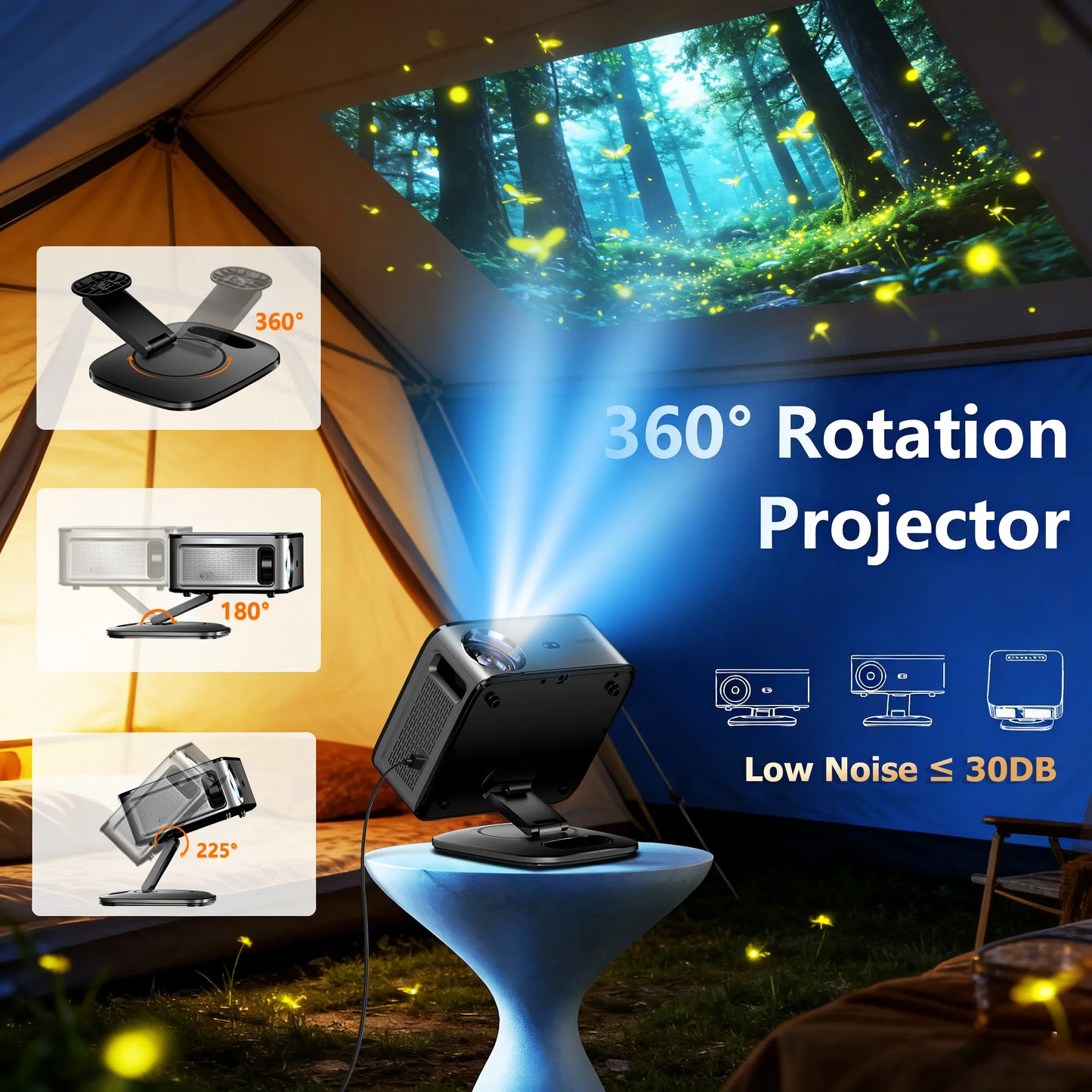 Portable Smart 4K Projector with WiFi Bluetooth Android