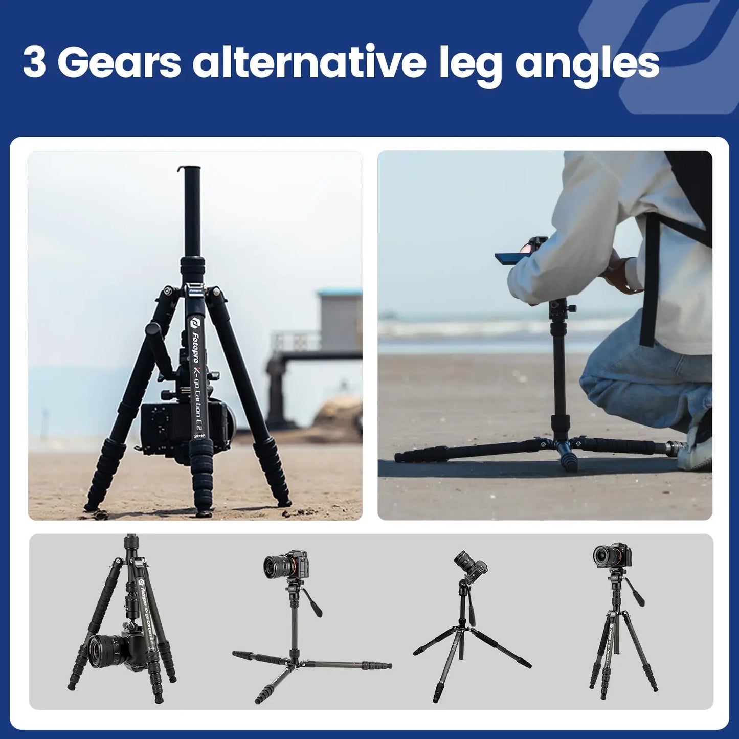 Compact Video Tripod 59 Inch Carbon Fiber Fluid Head