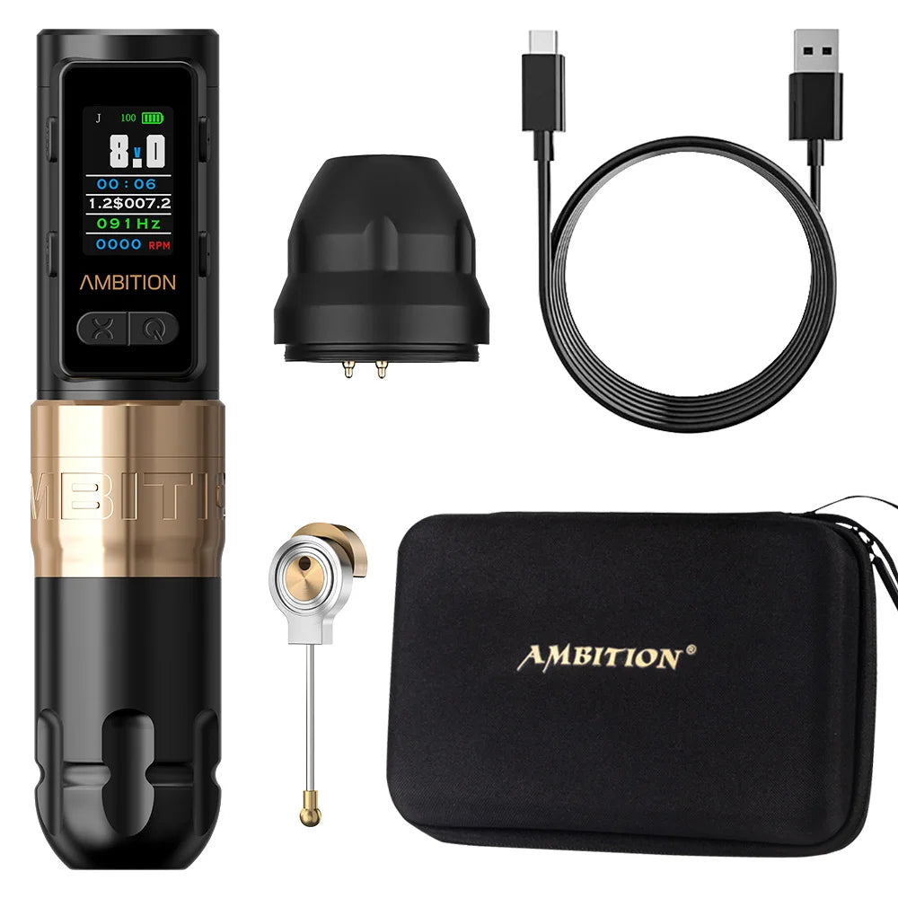 Rechargeable Gold Tattoo Pen 2400mAh Battery with Smart Screen