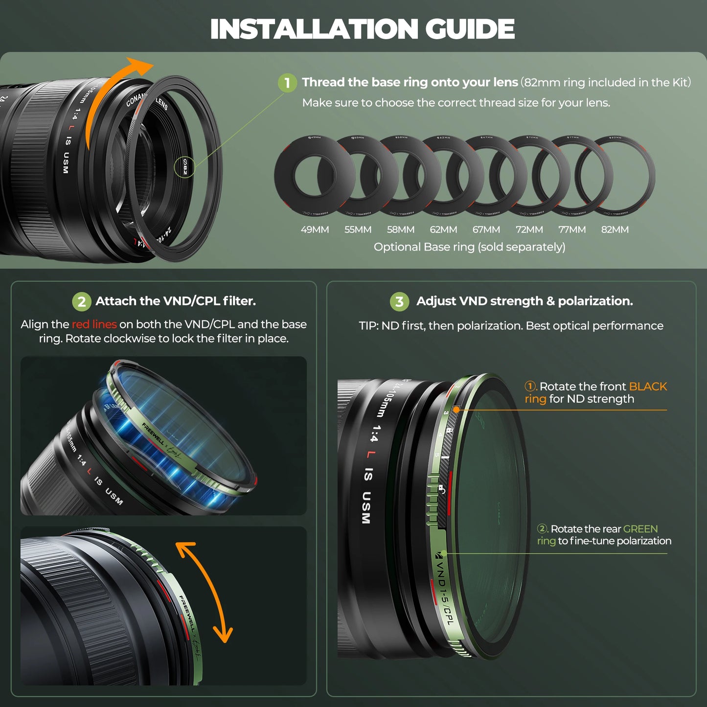82mm Variable ND CPL Cine Pro Filter Kit 1-10 Stops
