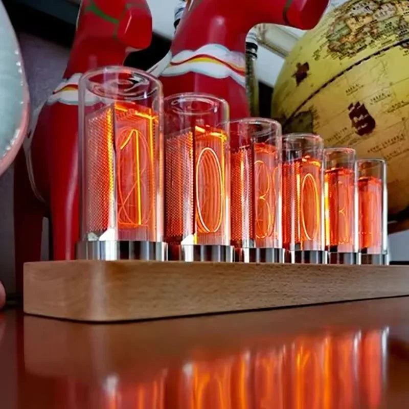 4-Bit Nixie Tube Clock Retro LED Desk Display Amber Glow