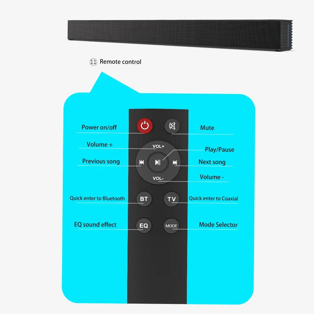 Wireless Bluetooth Sound Bar with Surround Stereo for TV & Projector