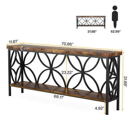 Sofa Table with Storage for Entryway & Living Room