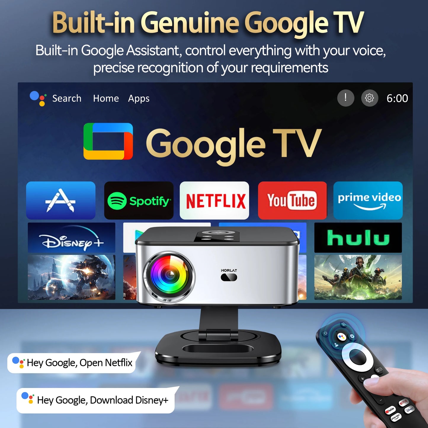 4K Smart Google TV Projector Auto Focus Bracket