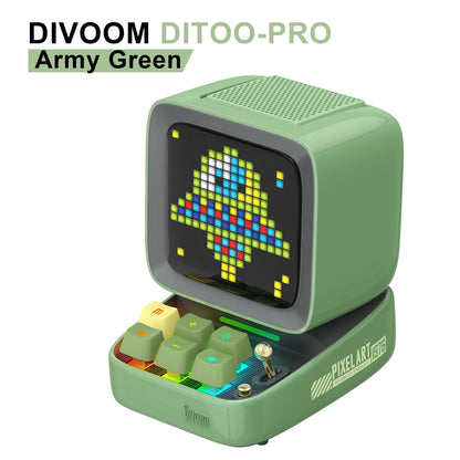 Green Mini Retro Speaker with DIY Pixel Art LED Display
