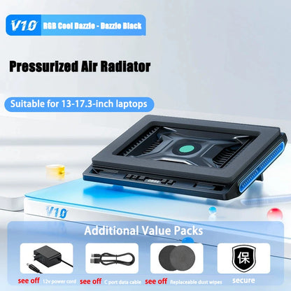 Black Turbo Fan 2A1C USB Hub RGB Laptop Cooler Stand