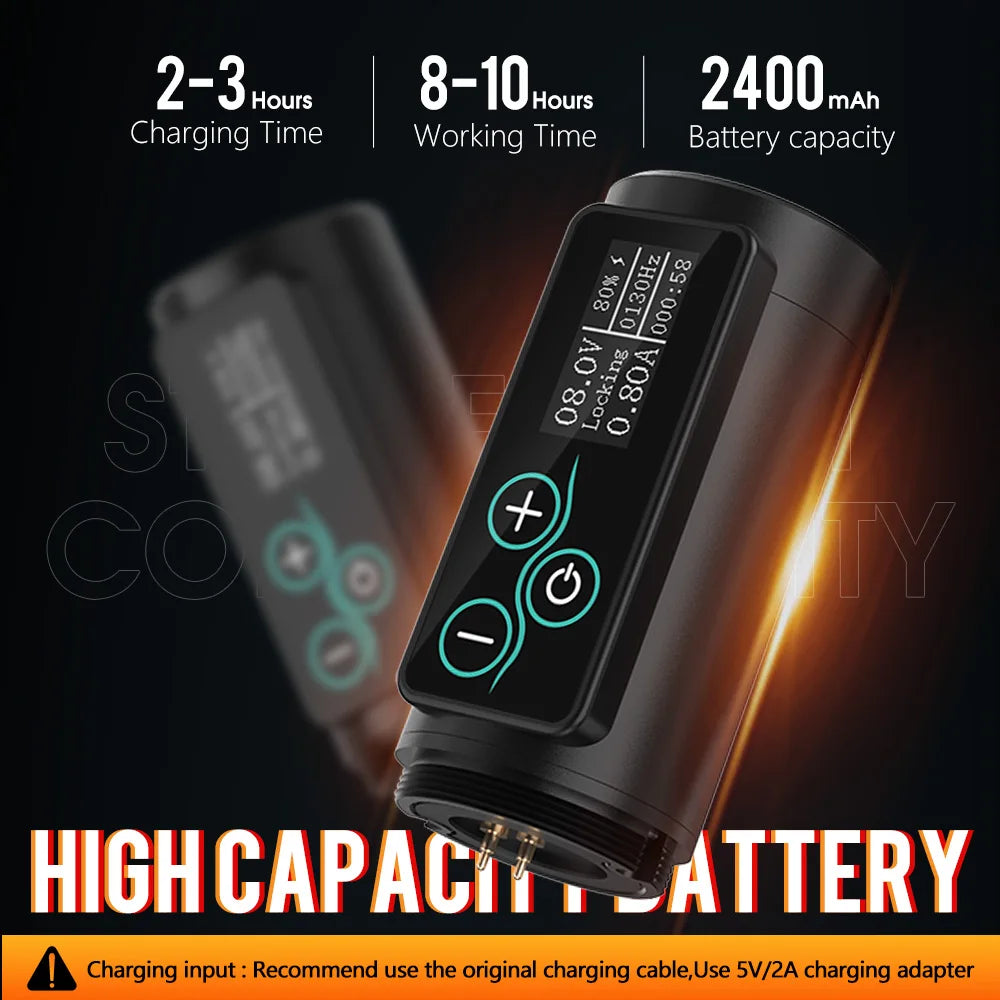 Wireless Tattoo Pen Machine 2400mAh Battery Gold Finish