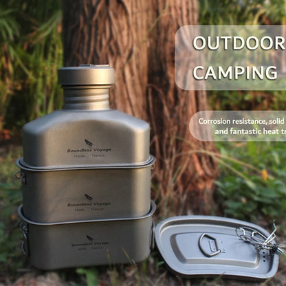 Titanium Camping Cookware Set 1100ml Bottle 750ml Pot 400ml Bowl
